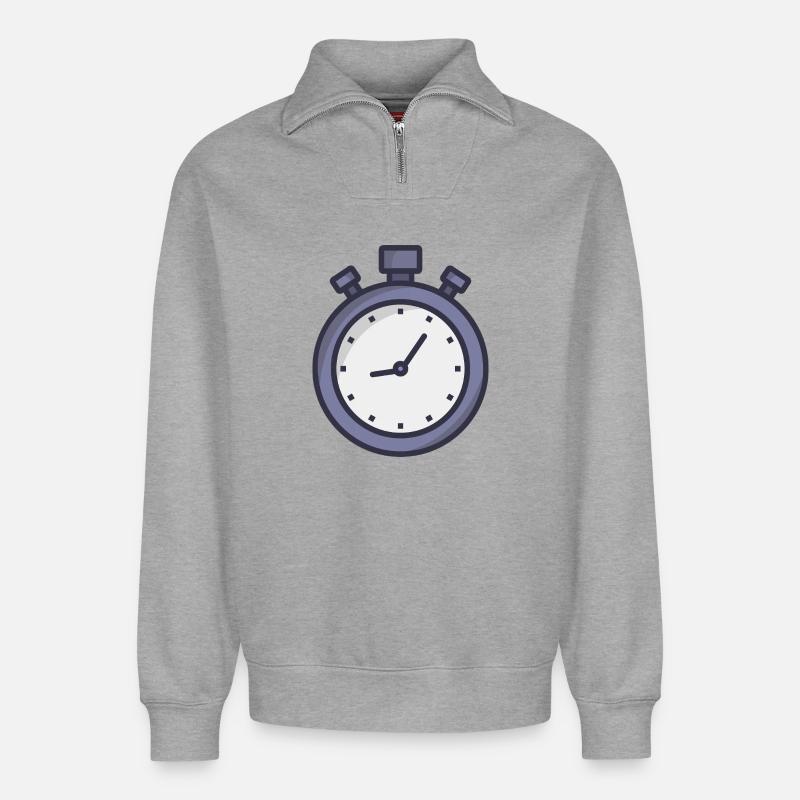 Chronomètre - Sweat unisexe décontracté en coton biologique à demi-zip – de SPREAD - gris chiné