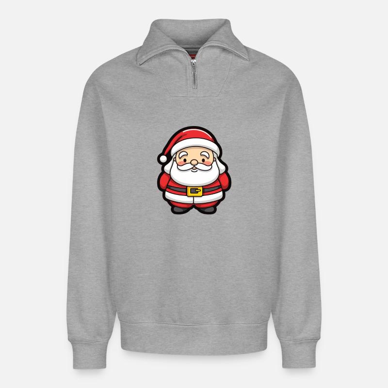 Weihnachtsmann Lustig Comic Weihnachten - Relaxed Unisex Organic Half Zip Sweatshirt – von SPREAD - Grau meliert