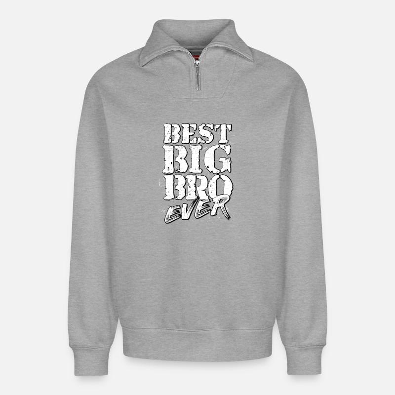 Big Bro - Relaxed Unisex Organic Half Zip Sweatshirt – by SPREAD - heather grey