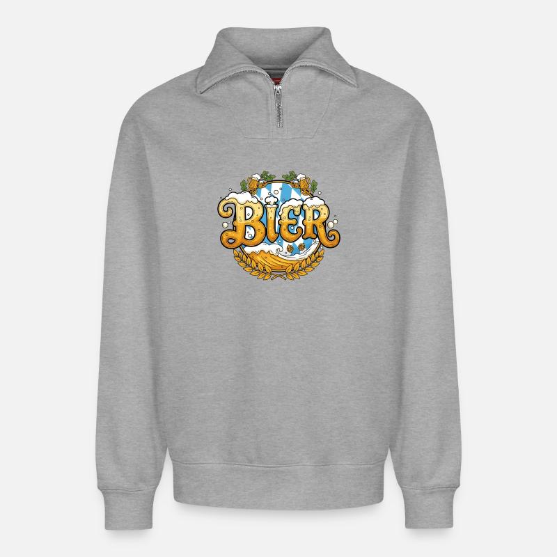 Beer Drinking Drinking - Relaxed Unisex Organic Half Zip Sweatshirt – by SPREAD - heather grey