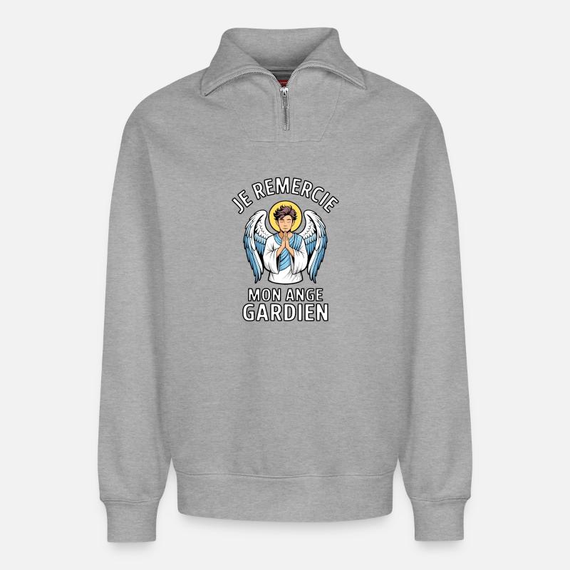 g_ange - Relaxed Unisex Organic Half Zip Sweatshirt – von SPREAD - Grau meliert