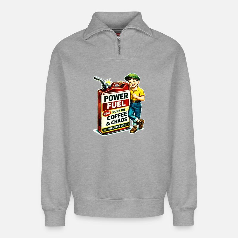 Power Sprit - Relaxed Unisex Organic Half Zip Sweatshirt – von SPREAD - Grau meliert
