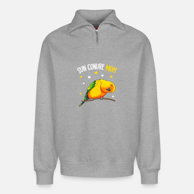 Sun Conure Mama - Relaxed Unisex Organic Half Zip Sweatshirt – von SPREAD - Grau meliert