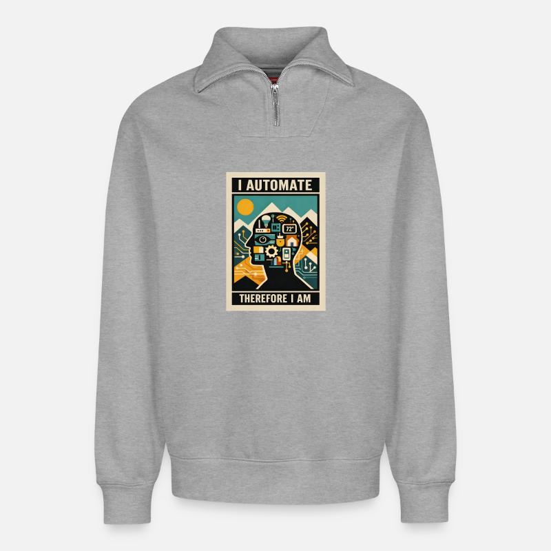 Ich automatisiere | Smart Home Technik - Relaxed Unisex Organic Half Zip Sweatshirt – von SPREAD - Grau meliert