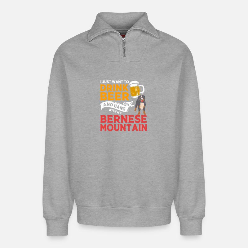 Berner Sennenhund - Relaxed Unisex Organic Half Zip Sweatshirt – von SPREAD - Grau meliert