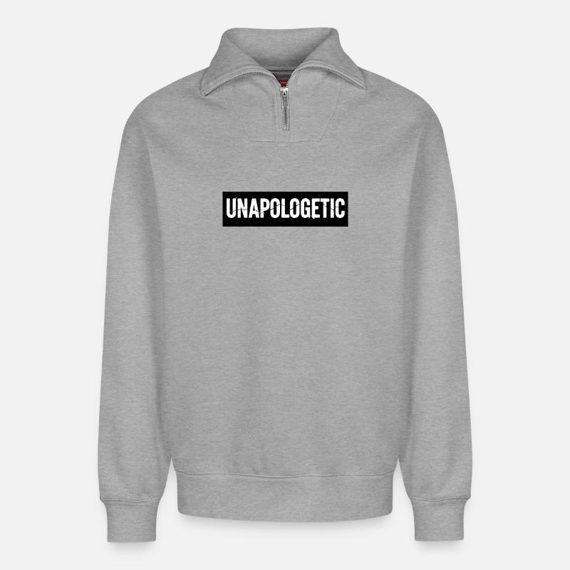 Unapologetic Authentics - Relaxed Unisex Organic Half Zip Sweatshirt – von SPREAD - Grau meliert