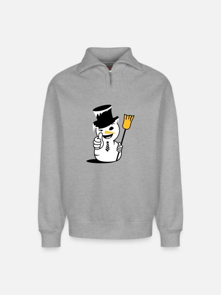 Cool snowman with thumbs up - Relaxed Unisex Organic Half Zip Sweatshirt – by SPREAD - heather grey