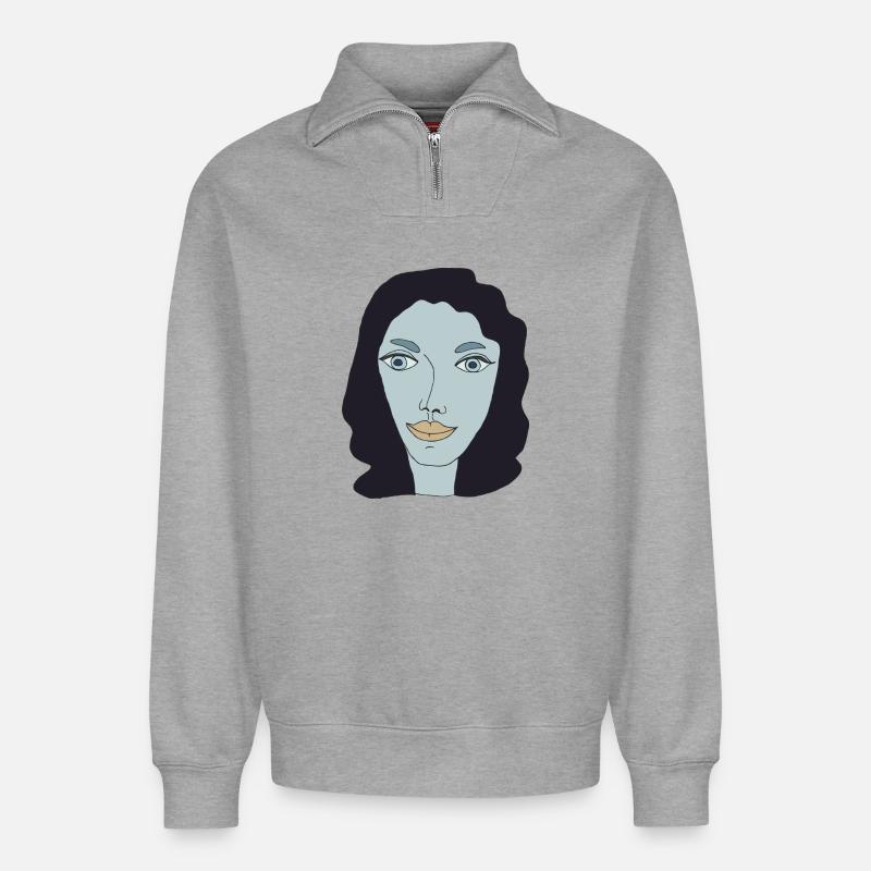 lady kunstwerk - Relaxed Unisex Organic Half Zip Sweatshirt – von SPREAD - Grau meliert