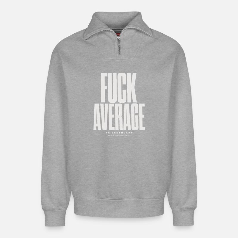Sei mutig, nicht durchschnittlich - Relaxed Unisex Organic Half Zip Sweatshirt – von SPREAD - Grau meliert