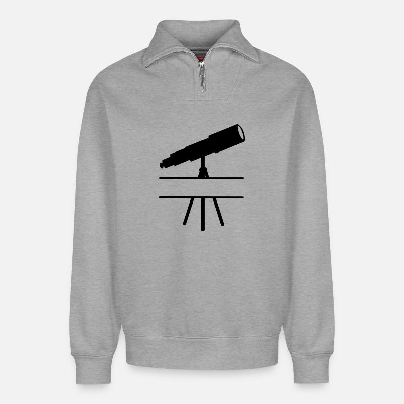 Teleskop-Schattenbild mit Leerzeichen oder Balken - Relaxed Unisex Organic Half Zip Sweatshirt – von SPREAD - Grau meliert