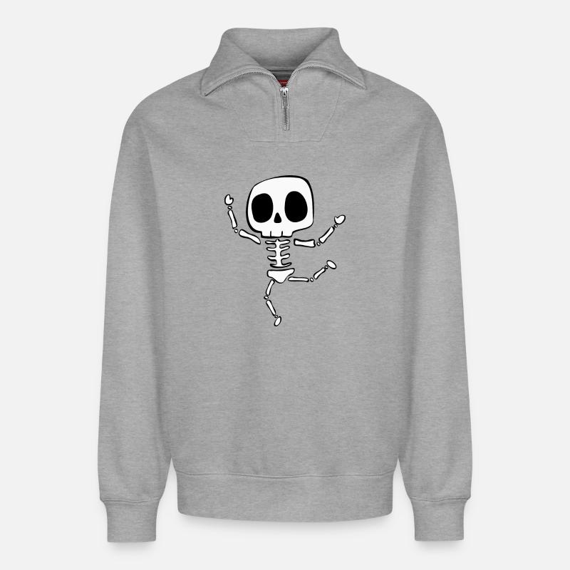 Skelett - Relaxed Unisex Organic Half Zip Sweatshirt – von SPREAD - Grau meliert