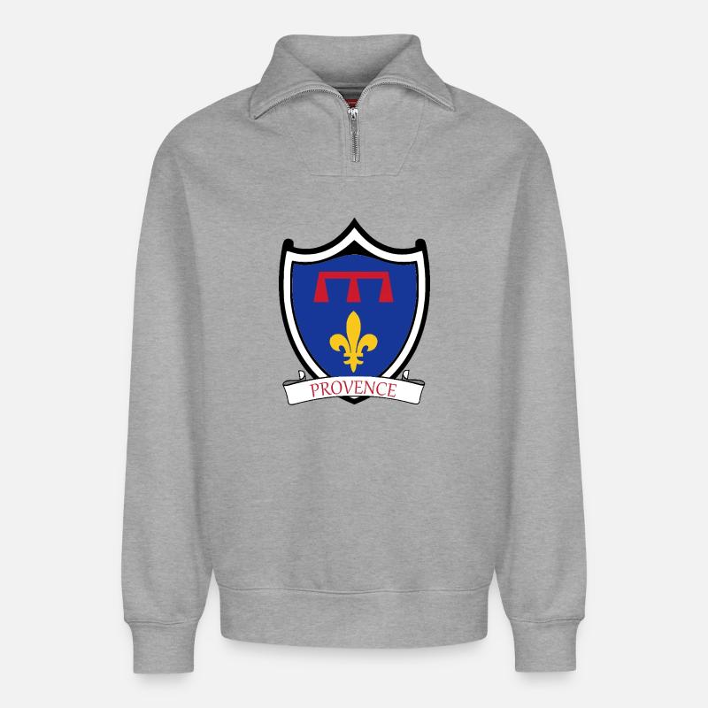 Provence - Relaxed Unisex Organic Half Zip Sweatshirt – von SPREAD - Grau meliert
