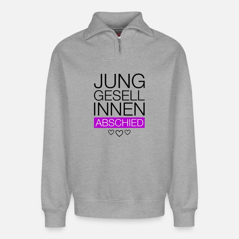 Junggesellinnen Abschied Herz - Relaxed Unisex Organic Half Zip Sweatshirt – von SPREAD - Grau meliert