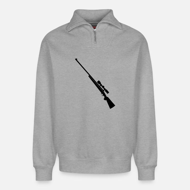 Schrotflinte Scharfschützengewehr - Relaxed Unisex Organic Half Zip Sweatshirt – von SPREAD - Grau meliert