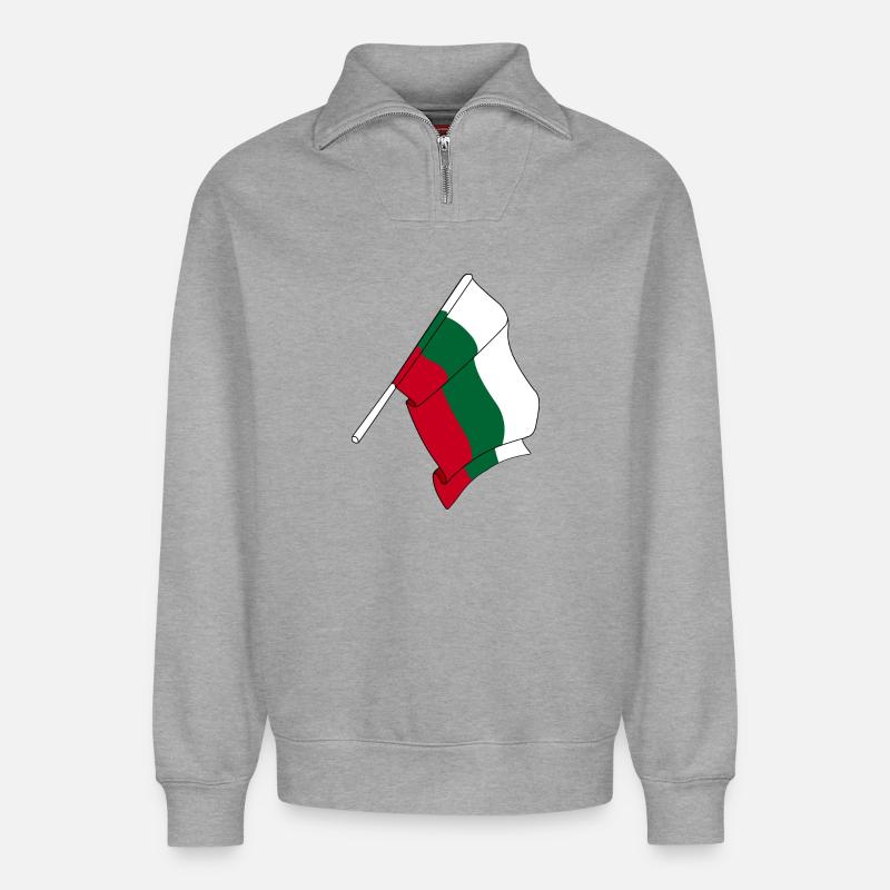 Flag Bulgaria - Relaxed Unisex Organic Half Zip Sweatshirt – by SPREAD - heather grey