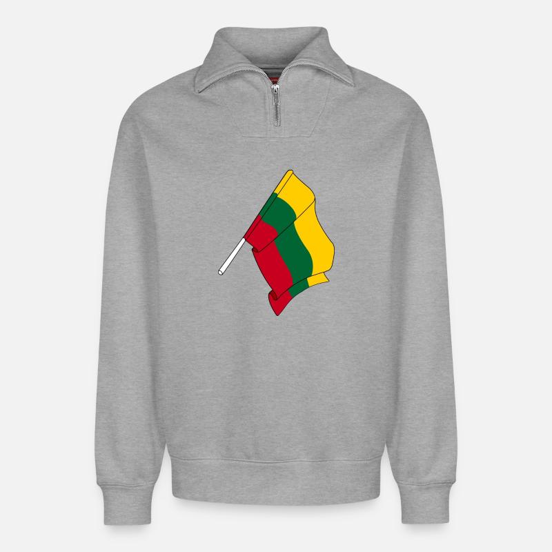 Flag Lithuania - Relaxed Unisex Organic Half Zip Sweatshirt – by SPREAD - heather grey