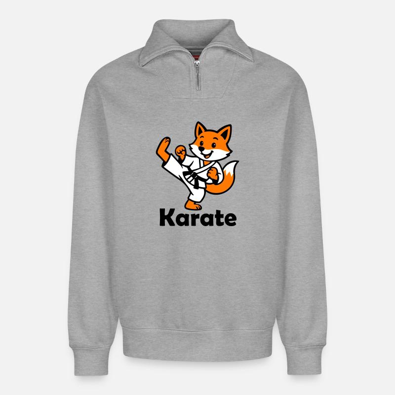 Karate Fox - Relaxed Unisex Organic Half Zip Sweatshirt – by SPREAD - heather grey