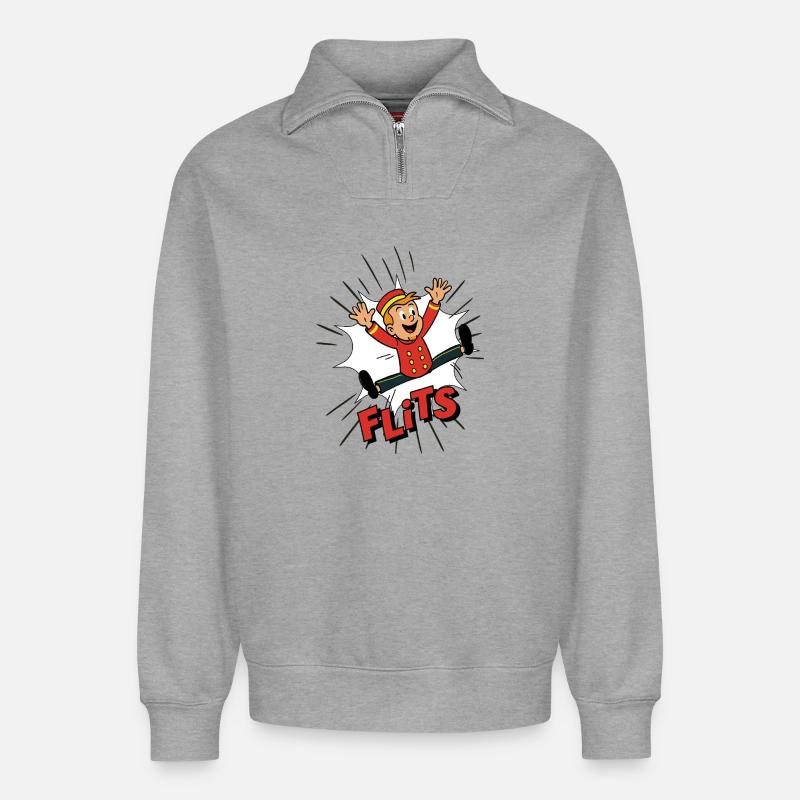Franky in a Flash - Relaxed Unisex Organic Half Zip Sweatshirt – by SPREAD - heather grey