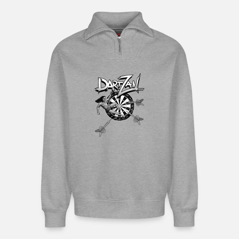 Dart mit Darzan - Relaxed Unisex Organic Half Zip Sweatshirt – von SPREAD - Grau meliert