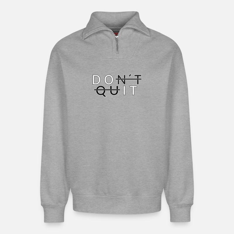 Don´t Quit _Do It - Relaxed Unisex Organic Half Zip Sweatshirt – von SPREAD - Grau meliert