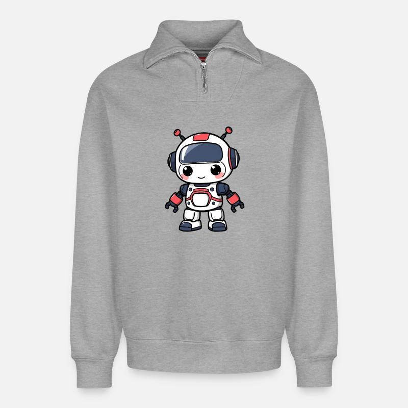 Robot - Relaxed Unisex Organic Half Zip Sweatshirt – by SPREAD - heather grey