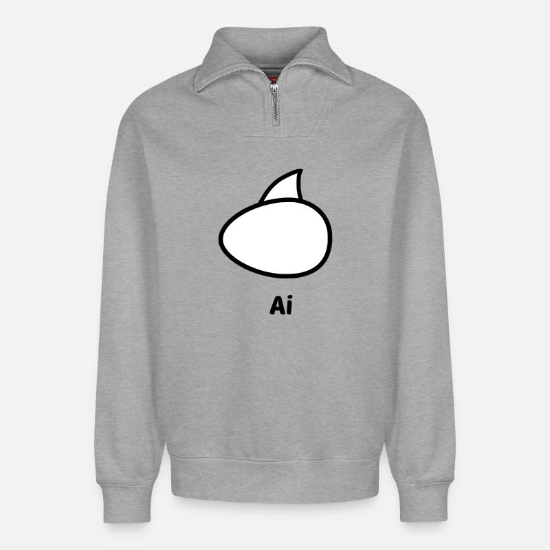 IA - Sweat unisexe décontracté en coton biologique à demi-zip – de SPREAD - gris chiné