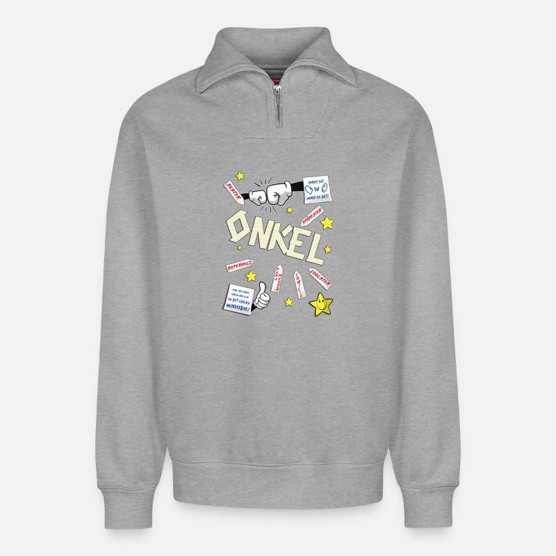 Onkel - Relaxed Unisex Organic Half Zip Sweatshirt – von SPREAD - Grau meliert