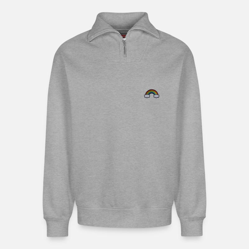 Rainbow - Relaxed Unisex Organic Half Zip Sweatshirt – von SPREAD - Grau meliert