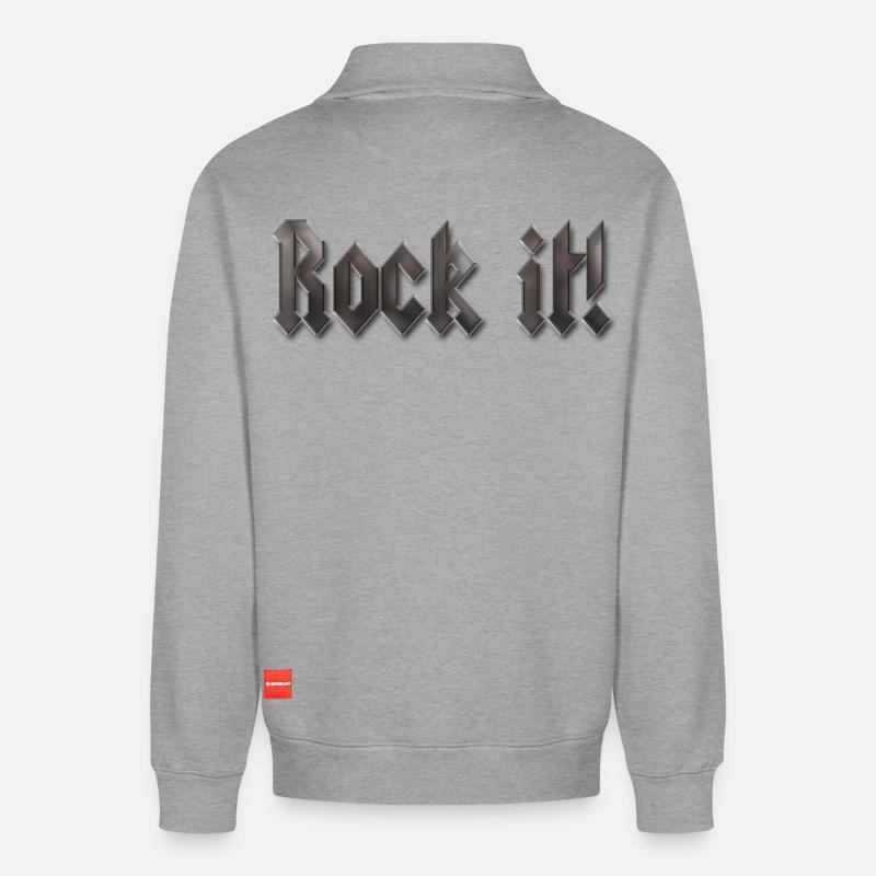 rock it! - Relaxed Unisex Organic Half Zip Sweatshirt – von SPREAD - Grau meliert