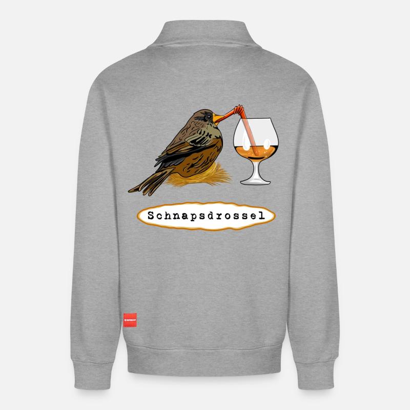 Stößchen! Schnapsdrossel - Relaxed Unisex Organic Half Zip Sweatshirt – von SPREAD - Grau meliert