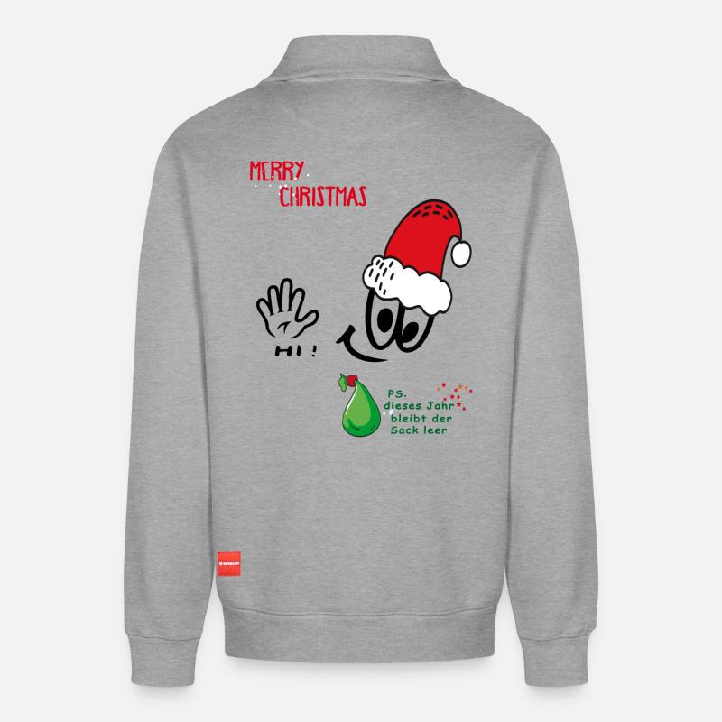 Weihnachtsmann, Merry Christmas, Comic - Relaxed Unisex Organic Half Zip Sweatshirt – von SPREAD - Grau meliert