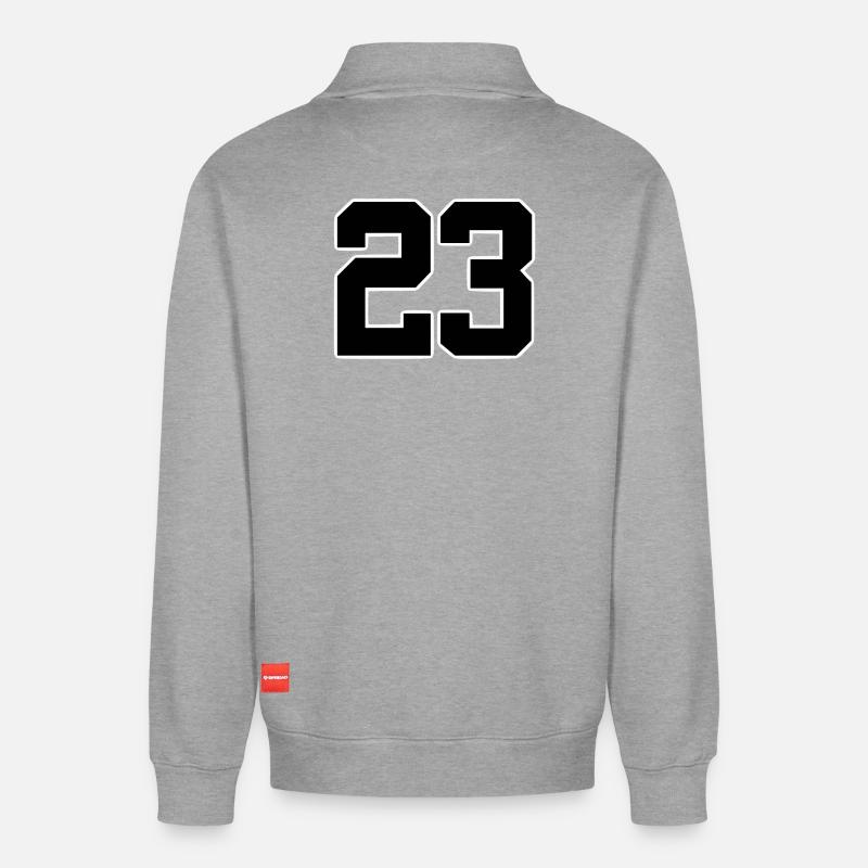 Ausgabe 23 Athletic Design - Relaxed Unisex Organic Half Zip Sweatshirt – von SPREAD - Grau meliert