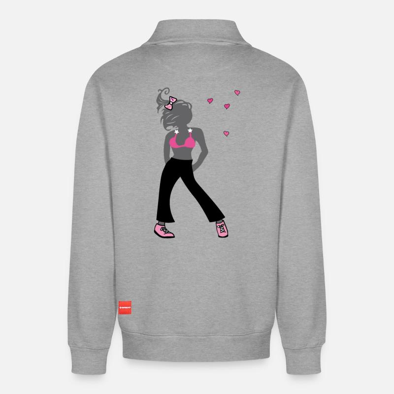 Junges Mädchen - Relaxed Unisex Organic Half Zip Sweatshirt – von SPREAD - Grau meliert