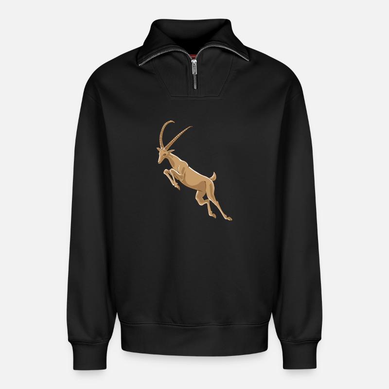 ibex - Relaxed Unisex Organic Half Zip Sweatshirt – von SPREAD - Schwarz