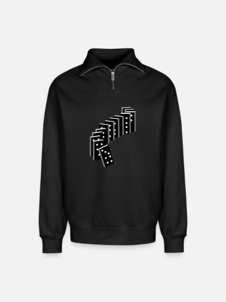 tile-based game with dominoes - Relaxed Unisex Organic Half Zip Sweatshirt – by SPREAD - black