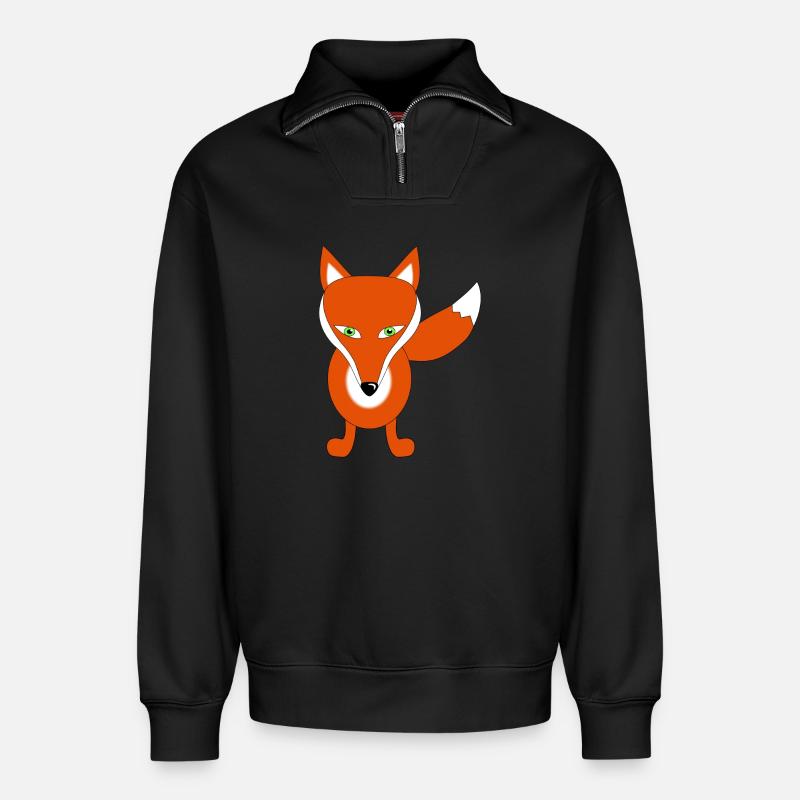 fuchs tier lustig - Relaxed Unisex Organic Half Zip Sweatshirt – von SPREAD - Schwarz
