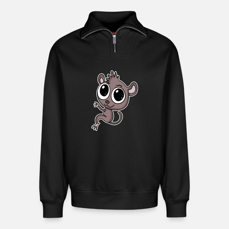 Koboldmaki Koboldmakis Primat - Relaxed Unisex Organic Half Zip Sweatshirt – von SPREAD - Schwarz