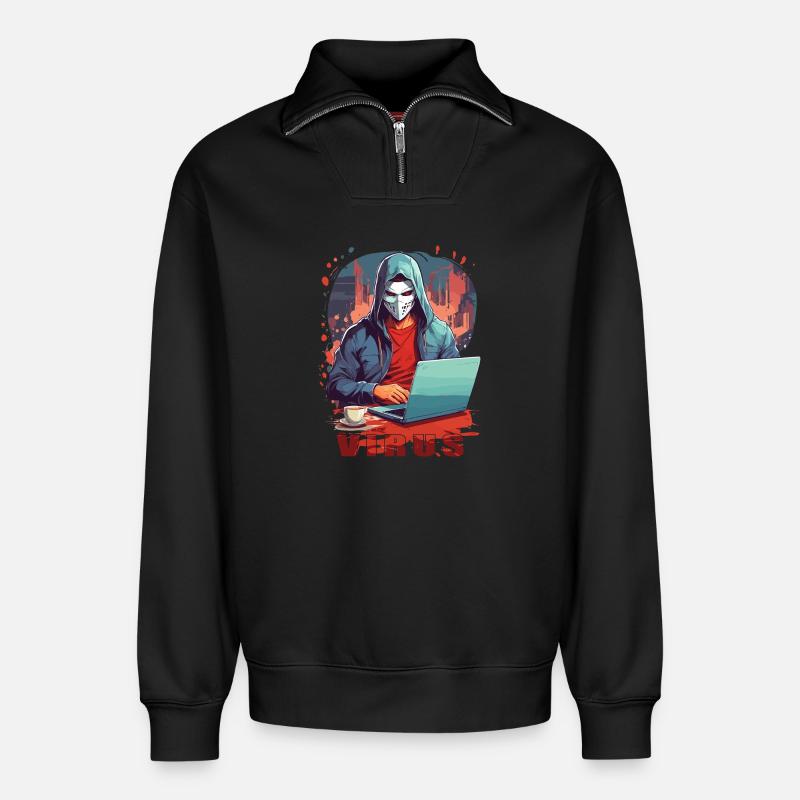 Anonymous Hacker - Relaxed Unisex Organic Half Zip Sweatshirt – von SPREAD - Schwarz