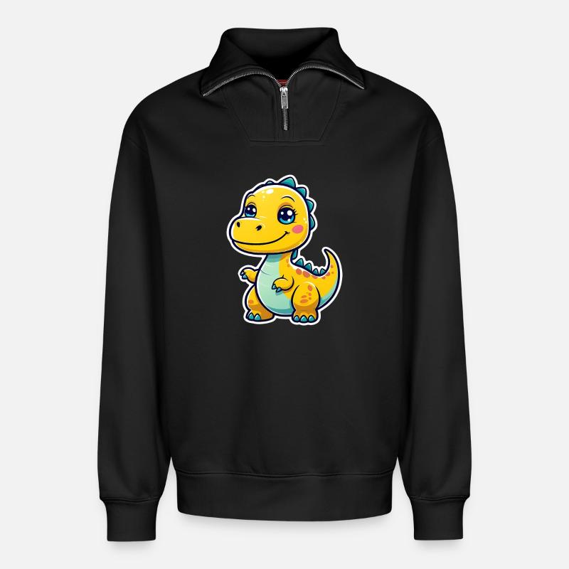 Dino - Relaxed Unisex Organic Half Zip Sweatshirt – von SPREAD - Schwarz