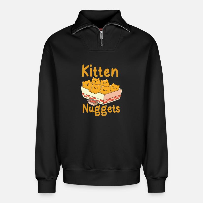 Kätzchen-Nuggets - Relaxed Unisex Organic Half Zip Sweatshirt – von SPREAD - Schwarz