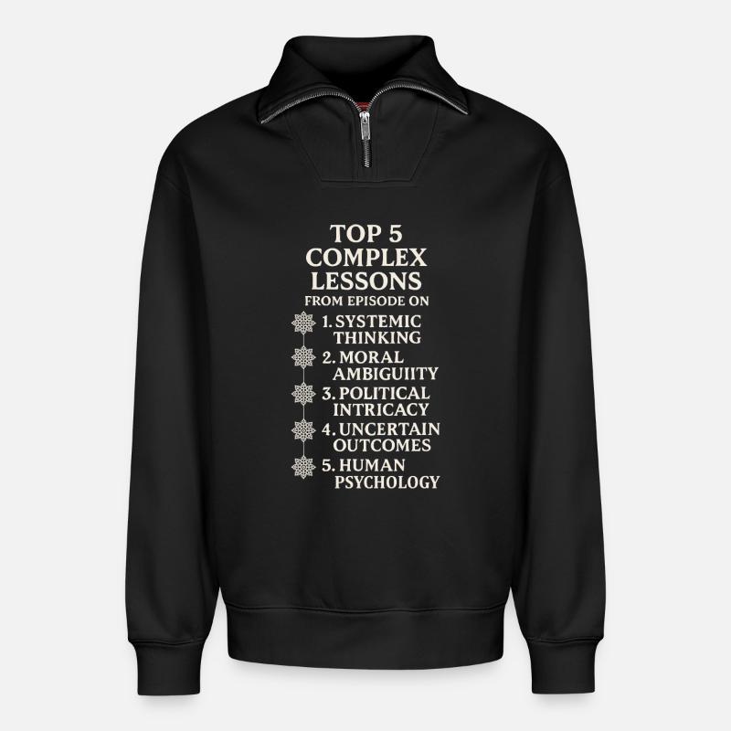 Komplexe Lektionen - Relaxed Unisex Organic Half Zip Sweatshirt – von SPREAD - Schwarz