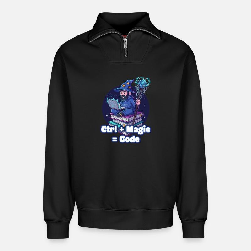 Ctrl Magic Code Zauberer - Relaxed Unisex Organic Half Zip Sweatshirt – von SPREAD - Schwarz
