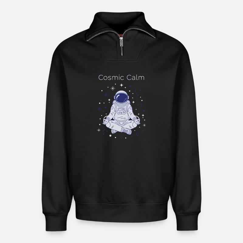 Kosmische Gelassenheit - Relaxed Unisex Organic Half Zip Sweatshirt – von SPREAD - Schwarz