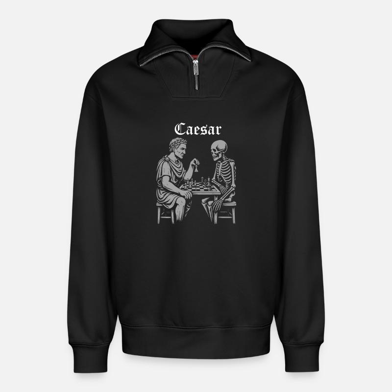 Caesar Chess Duel - Relaxed Unisex Organic Half Zip Sweatshirt – by SPREAD - black