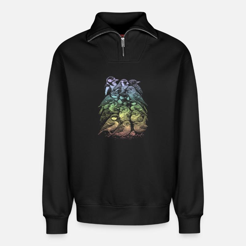 Gartenvogel - Relaxed Unisex Organic Half Zip Sweatshirt – von SPREAD - Schwarz