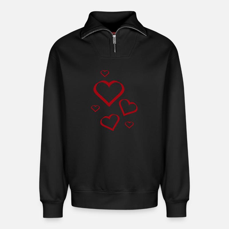 Saint-Valentin, Saint-Valentin, Saint-Valentin - Sweat unisexe décontracté en coton biologique à demi-zip – de SPREAD - noir