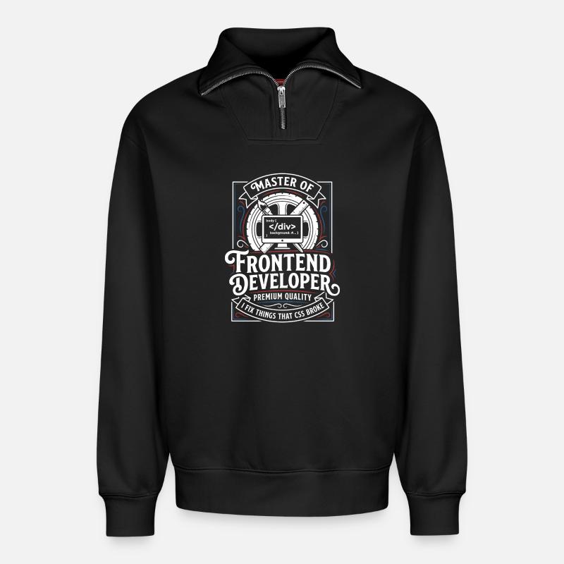Frontend Meister: CSS HTML Kunst - Relaxed Unisex Organic Half Zip Sweatshirt – von SPREAD - Schwarz
