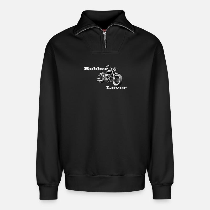Bobber Lover weiß - Relaxed Unisex Organic Half Zip Sweatshirt – von SPREAD - Schwarz