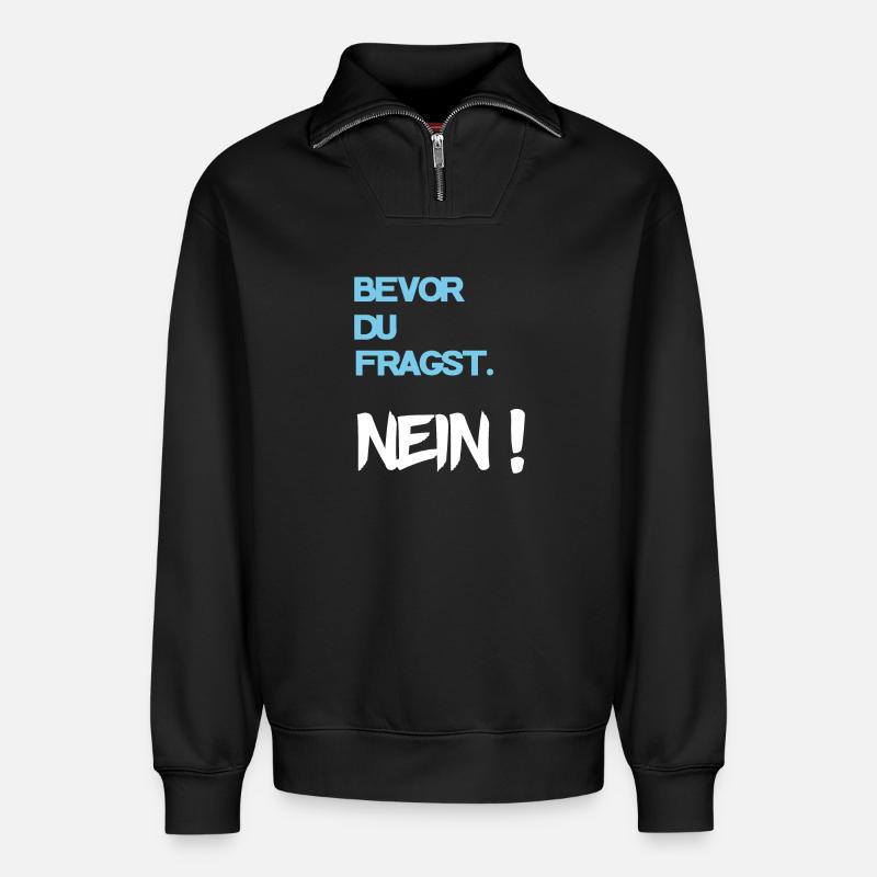 Cooler Spruch - Relaxed Unisex Organic Half Zip Sweatshirt – von SPREAD - Schwarz