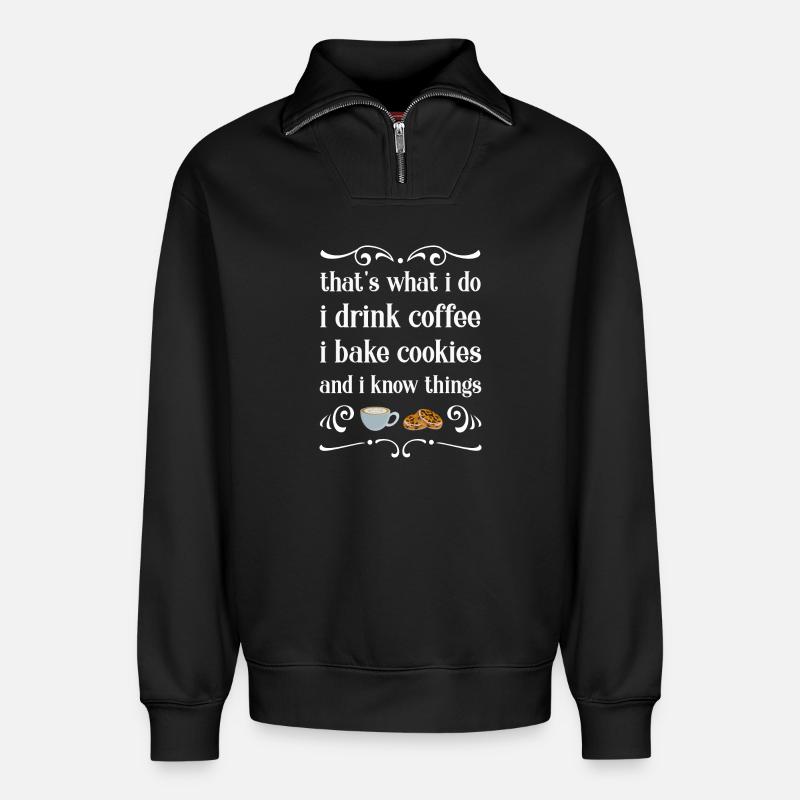 Baking baker baker - Relaxed Unisex Organic Half Zip Sweatshirt – by SPREAD - black